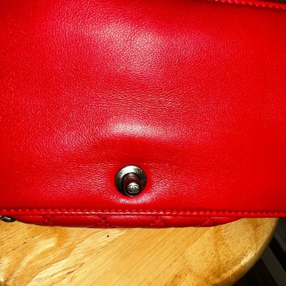 CHANEL Red Quilted Crossbody Bag with Chain Strap - Picture 11 of 16